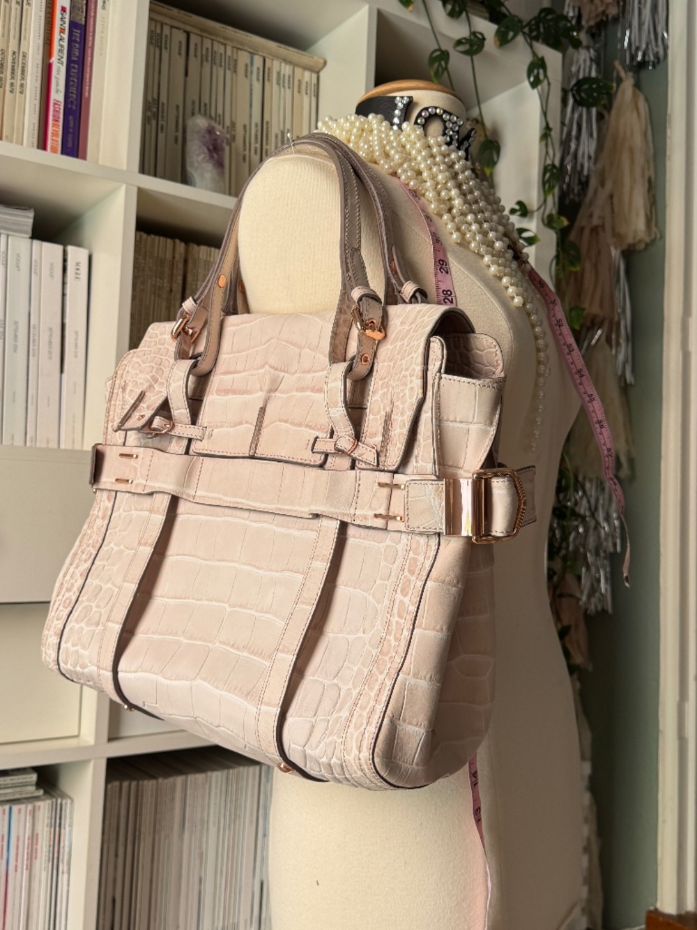 Kooba Bag Sabrina Blush Pink Croc-Print Tote Crocodile Gossip Girl purse NWT - Picture 11 of 16